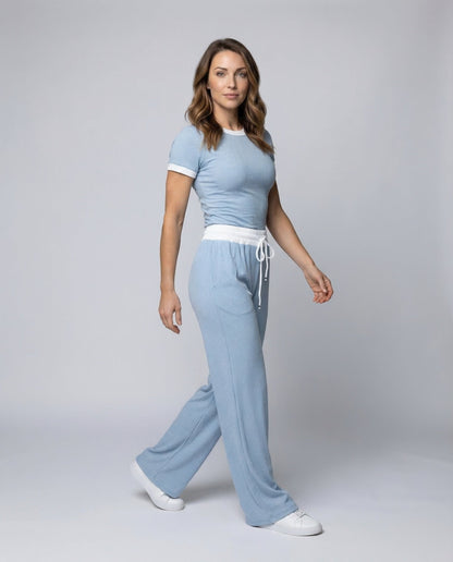 Damen Freizeit-Set Rippstrick Palazzohose - Norvielle
