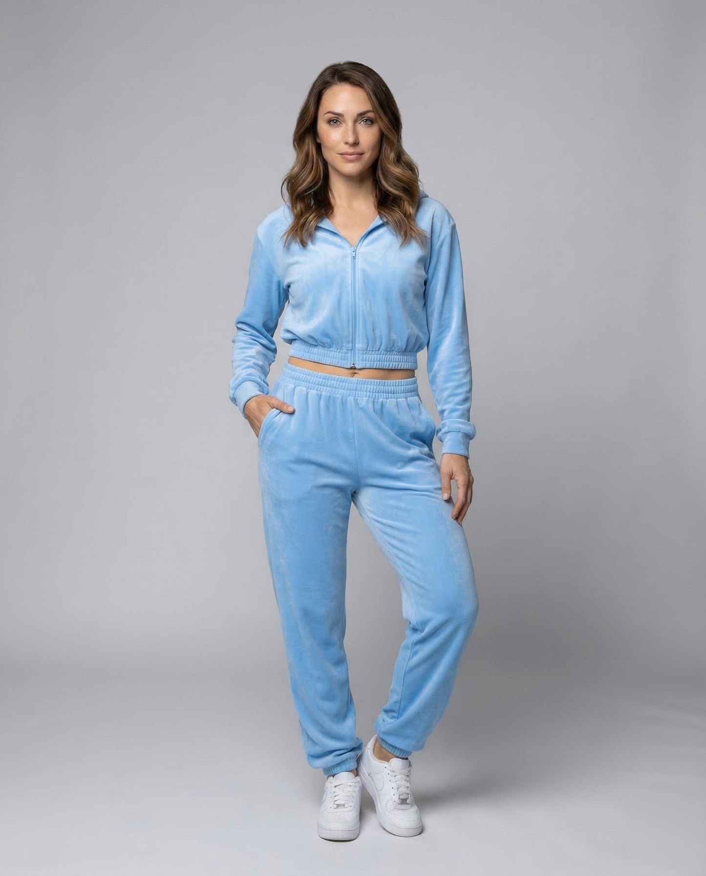 Damen Relax-Set Palazzohose Samt Schwarz - Norvielle
