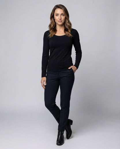 Damen Langarmshirt Baumwolljersey Ausgestellt - Norvielle