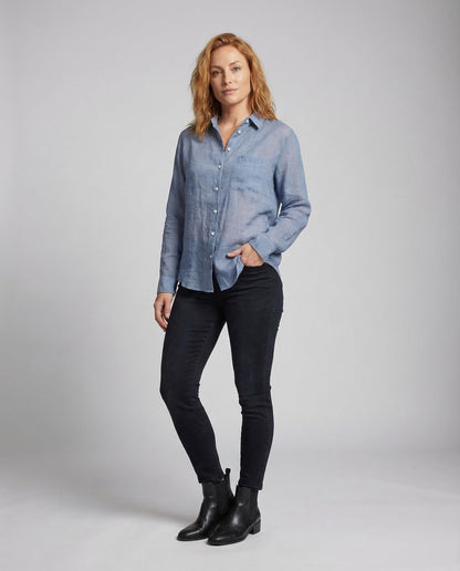 Damen Leinenbluse Boxy-Cut - Norvielle
