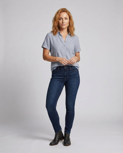 Damen Leinenbluse V-Ausschnitt Sommerlich - Norvielle