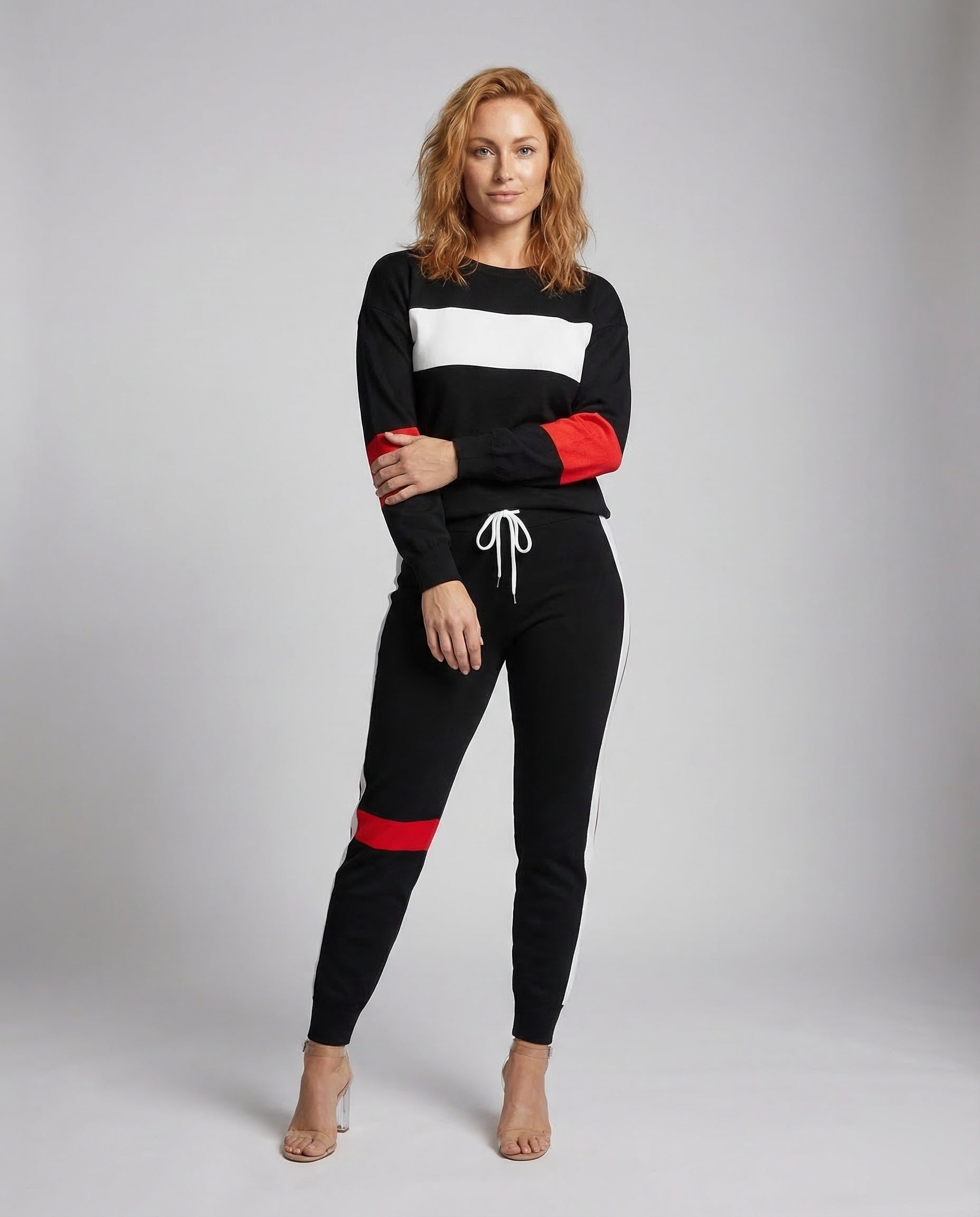 Damen Jersey Zweiteiler Kastiger Pullover - Norvielle