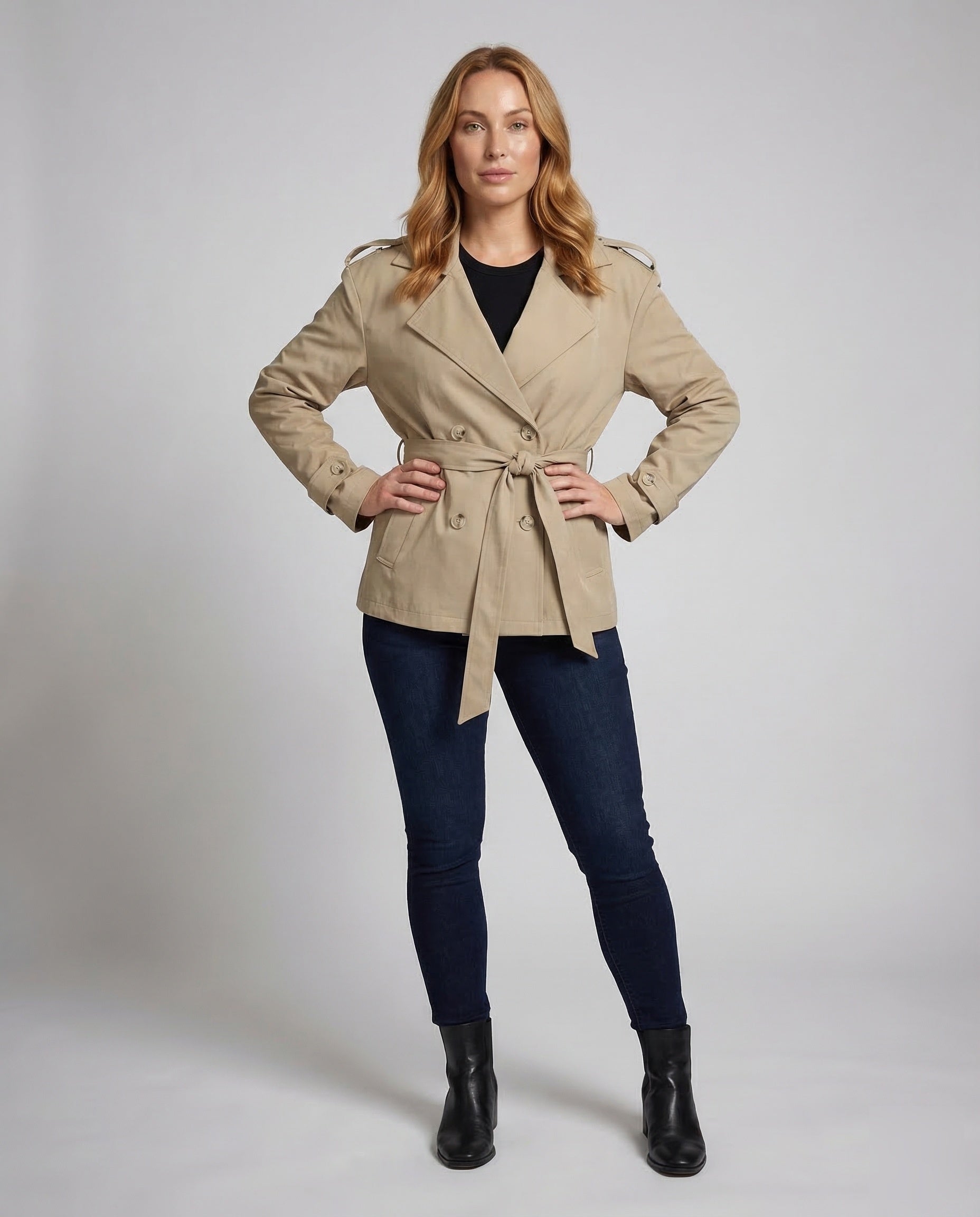 Damen Trenchjacke Taillenbetont Peplumstil - Norvielle