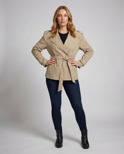 Damen Trenchjacke Taillenbetont Peplumstil - Norvielle