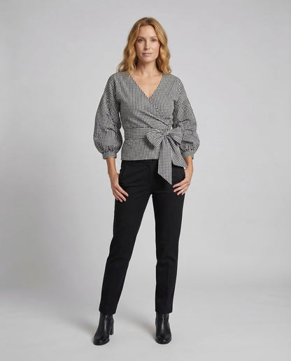 Damen Karo Bluse mit Taillenschärpe - Norvielle
