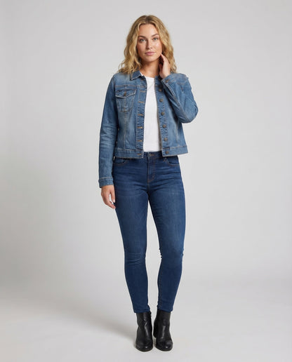 Damen Taillierte Truckerjacke Stretch-Denim - Norvielle