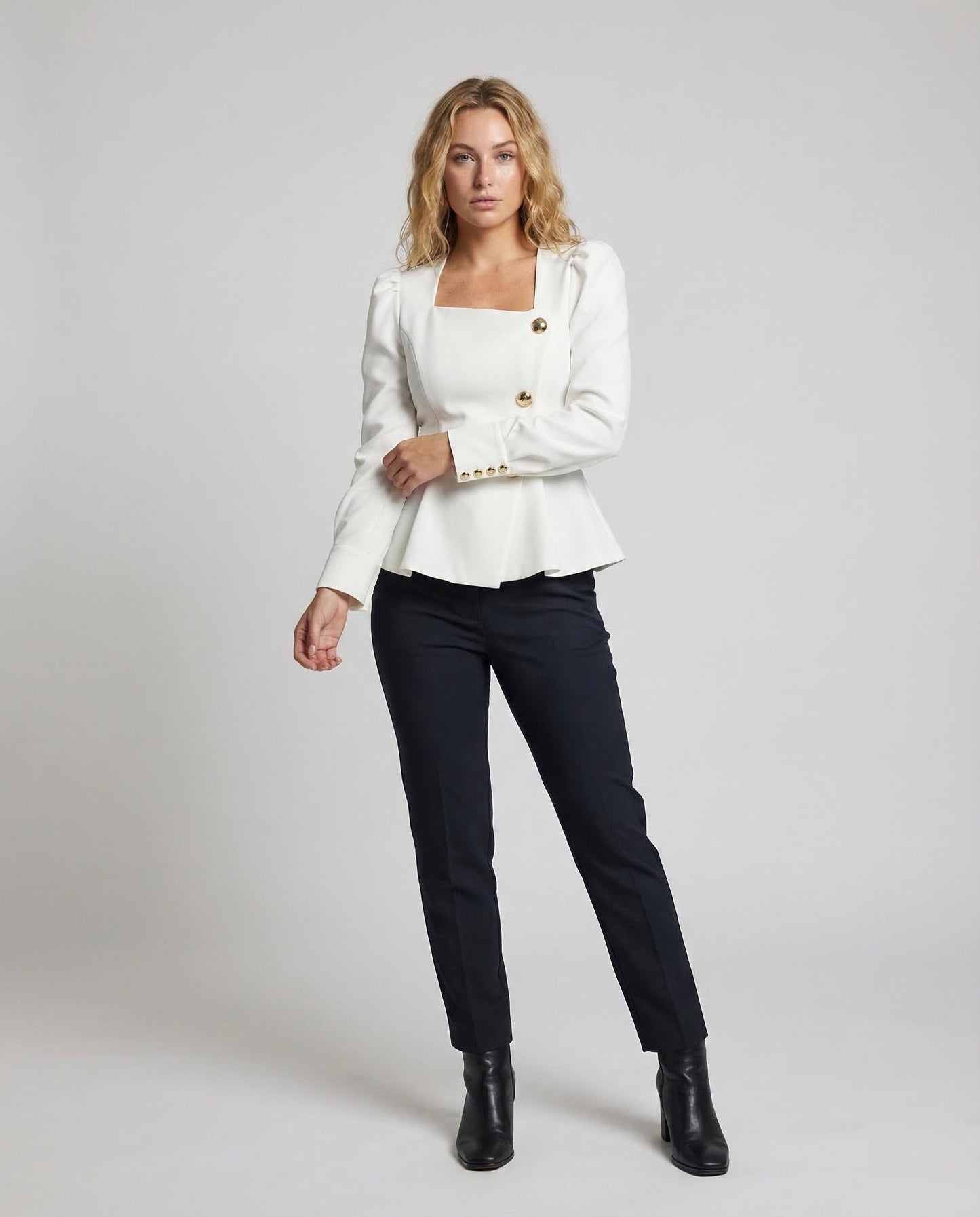 Damen Taillierter Blazer mit Puffärmeln - Norvielle