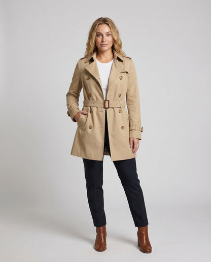 Damen Doppelreihiger Trenchcoat mit Bindegürtel - Norvielle