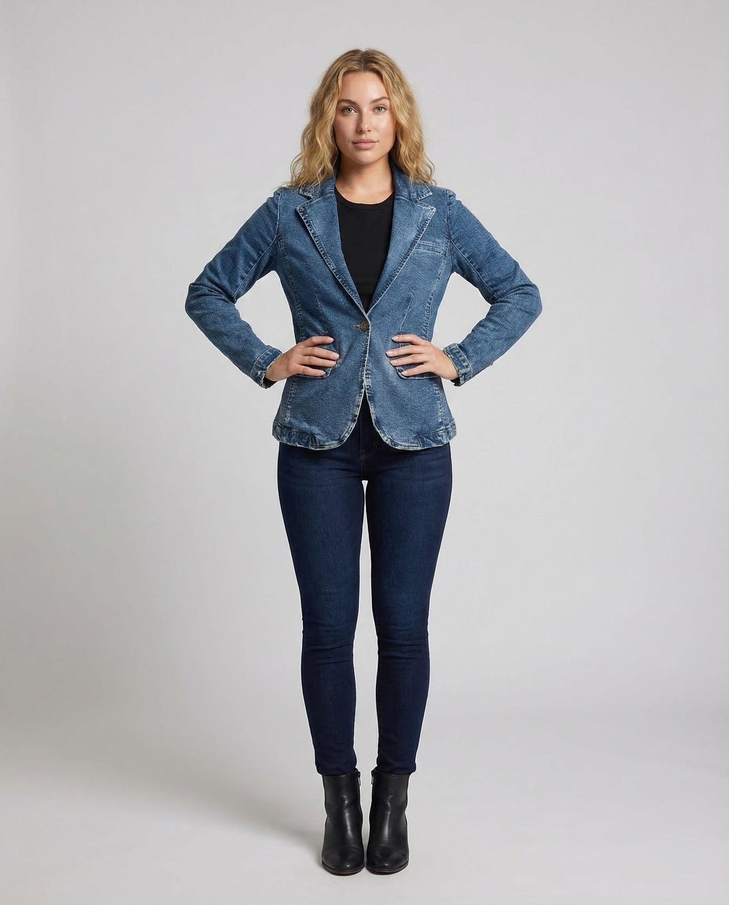 Damen Jeansblazer Tailliert Pattentaschen - Norvielle