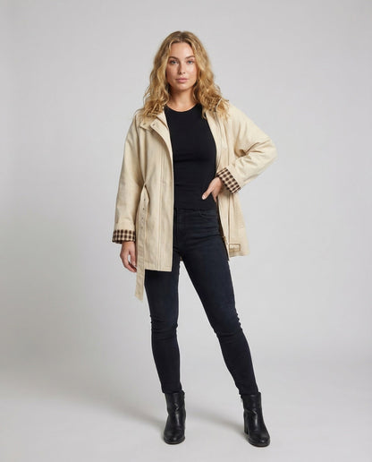 Damen Taillierter Kurzmantel mit Taillengürtel - Norvielle