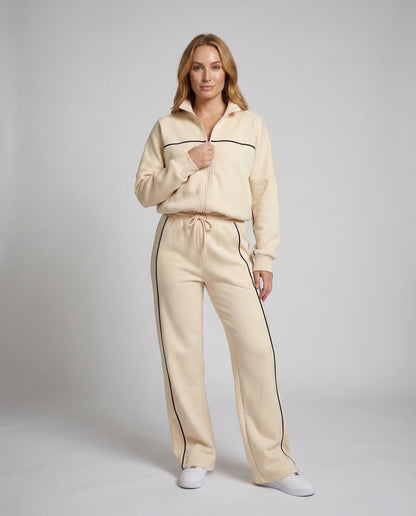 Damen Velours Lounge Set mit Ausgestellter Hose - Norvielle