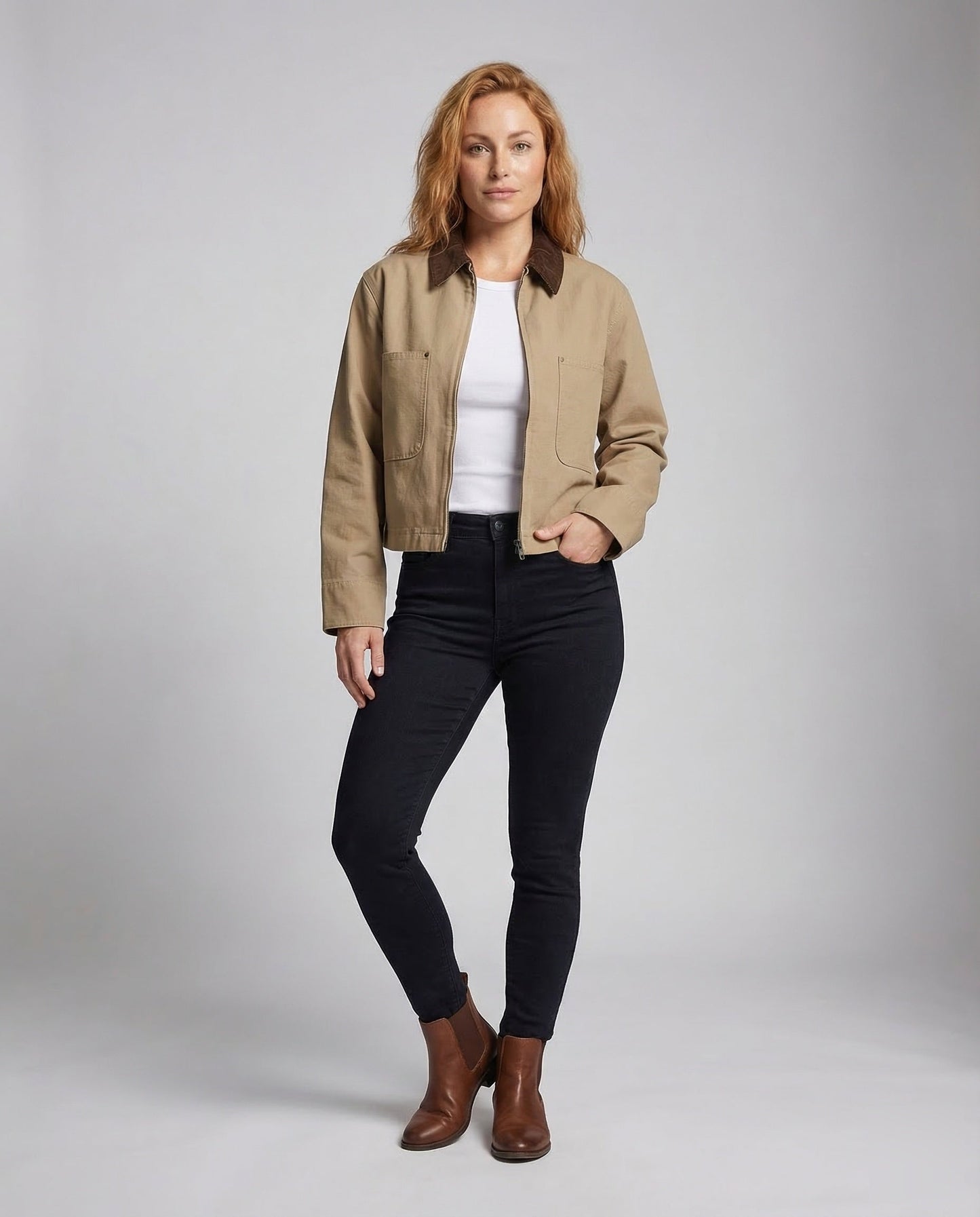 Damen Jeansblouson Cordkragen Worker-Stil wird zu:
Damen Jeansjacke - Norvielle