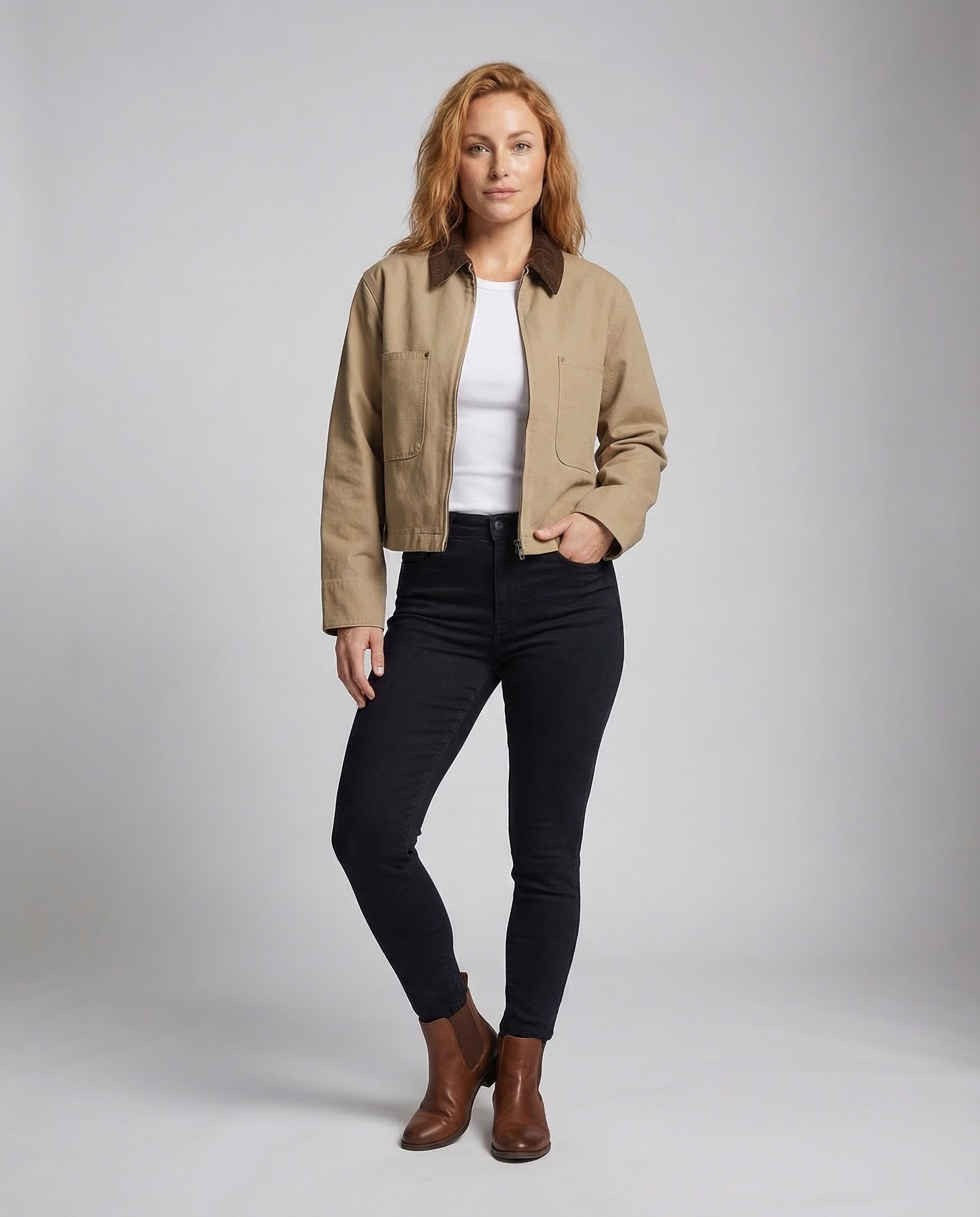 Damen Jeansblouson Cordkragen Worker-Stil wird zu:
Damen Jeansjacke - Norvielle
