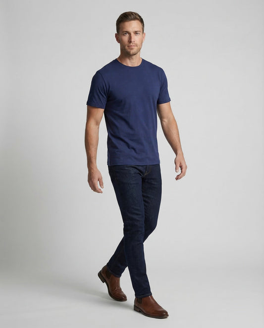 Herren Baumwollshirt Kurzarm Rundhals Weiss - Norvielle