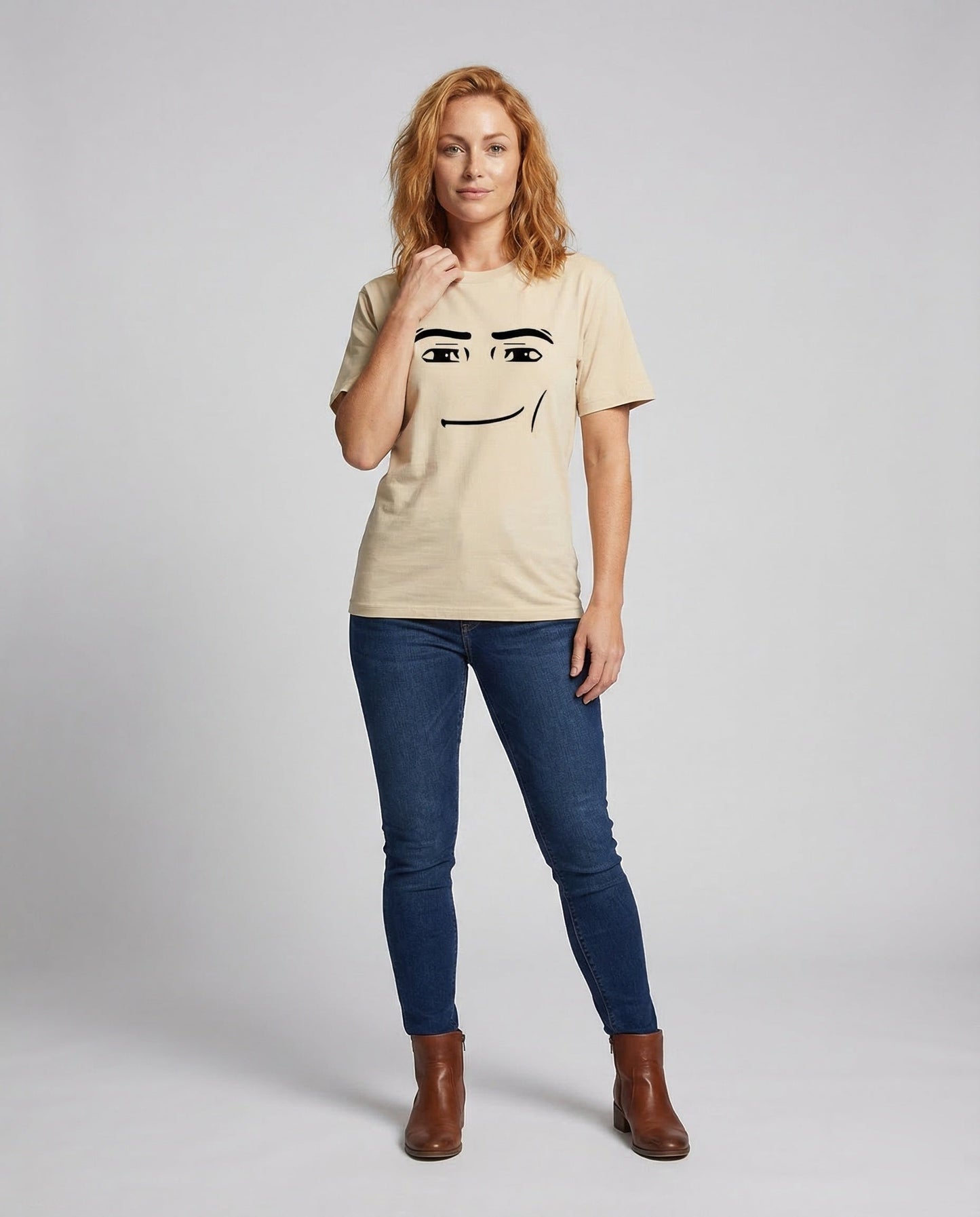 Unisex T-Shirt Rundhals Smiley-Grafik Weiß - Norvielle