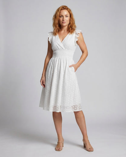 Damen A-Linien-Kleid mit Lochstickerei - Norvielle