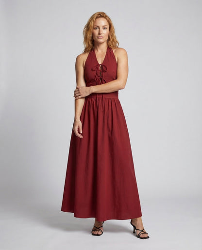Damen Ärmelloses Maxikleid Mit Halterkragen - Norvielle