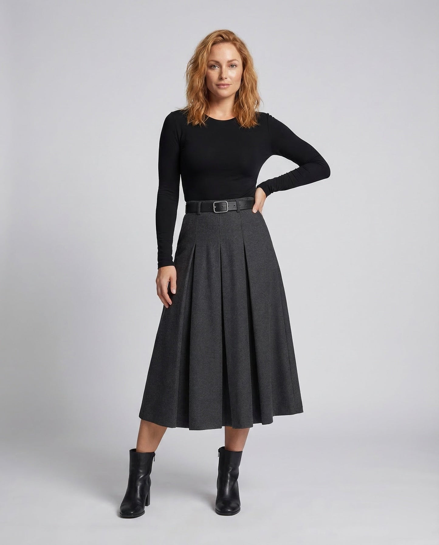 Damen Wollrock Asymmetrisch Hoher Bund - Norvielle