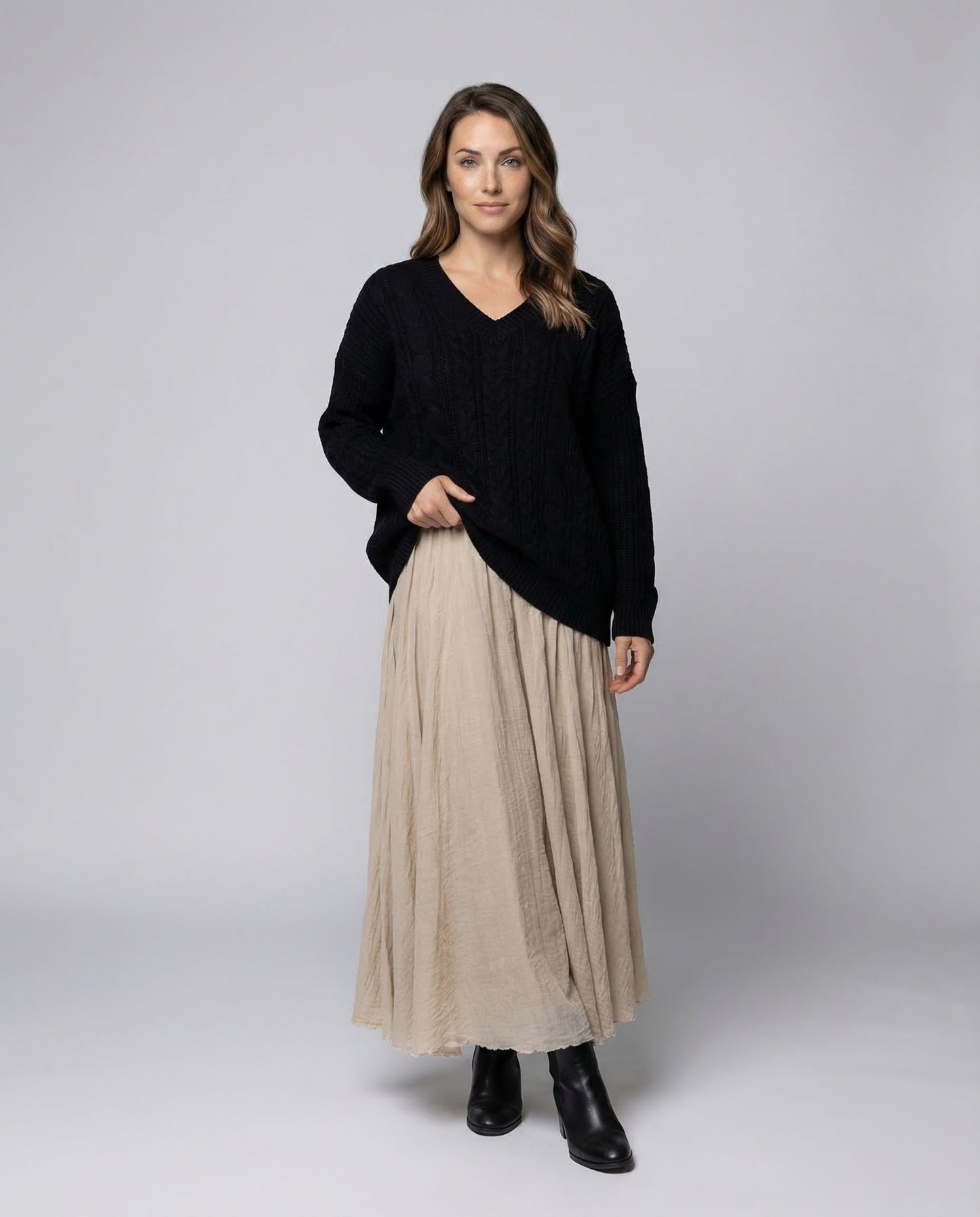 Damen Maxirock Plissé-Hoher Bund - Norvielle