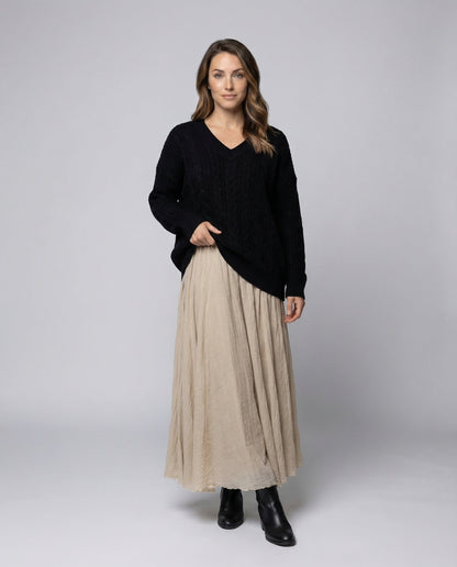 Damen Maxirock Plissé-Hoher Bund - Norvielle