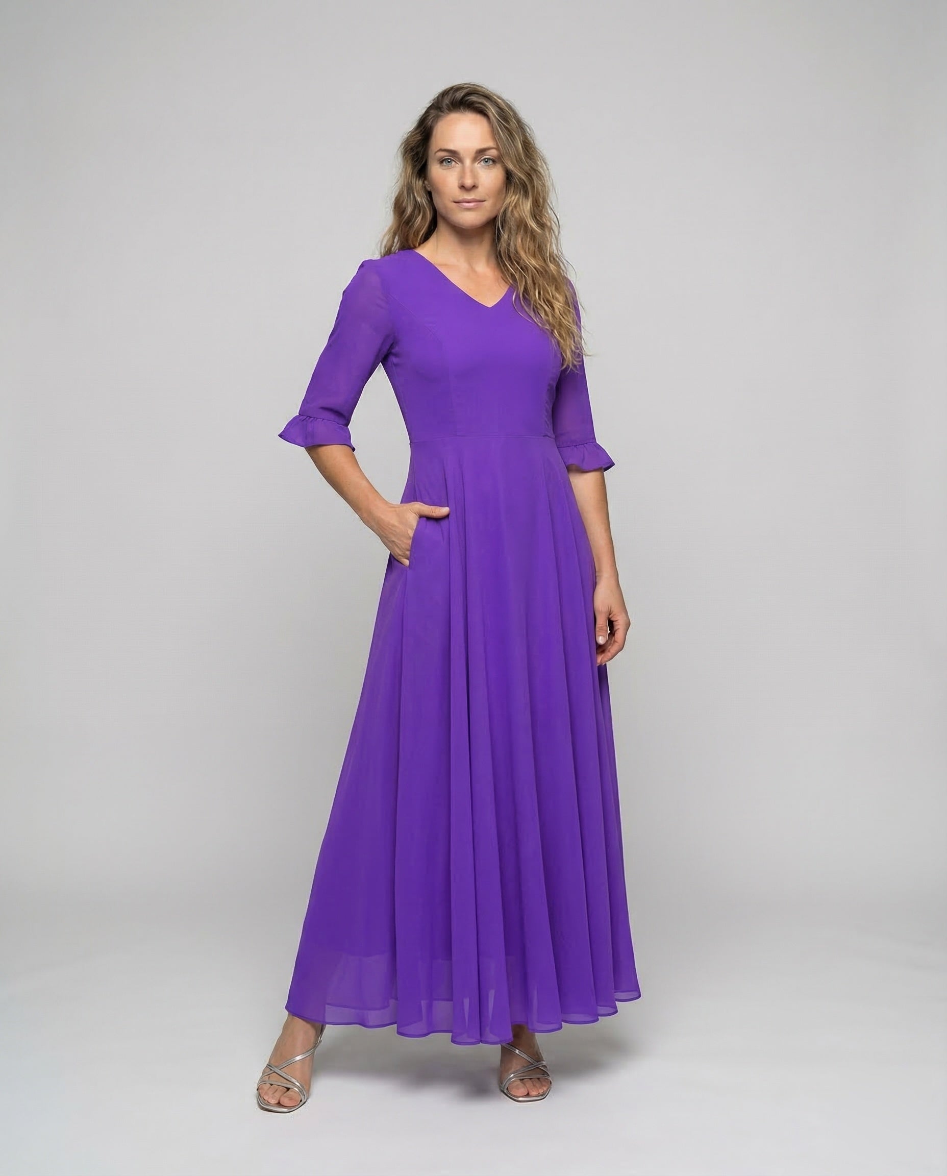 Damen Abendkleid Chiffon Volantrock - Norvielle