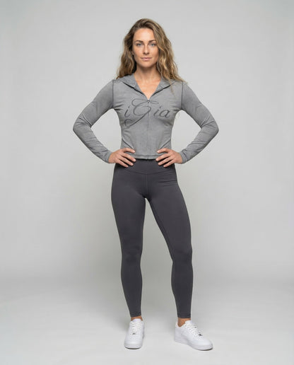 Damen Kapuzenjacke Schriftzug-Print Cropped - Norvielle