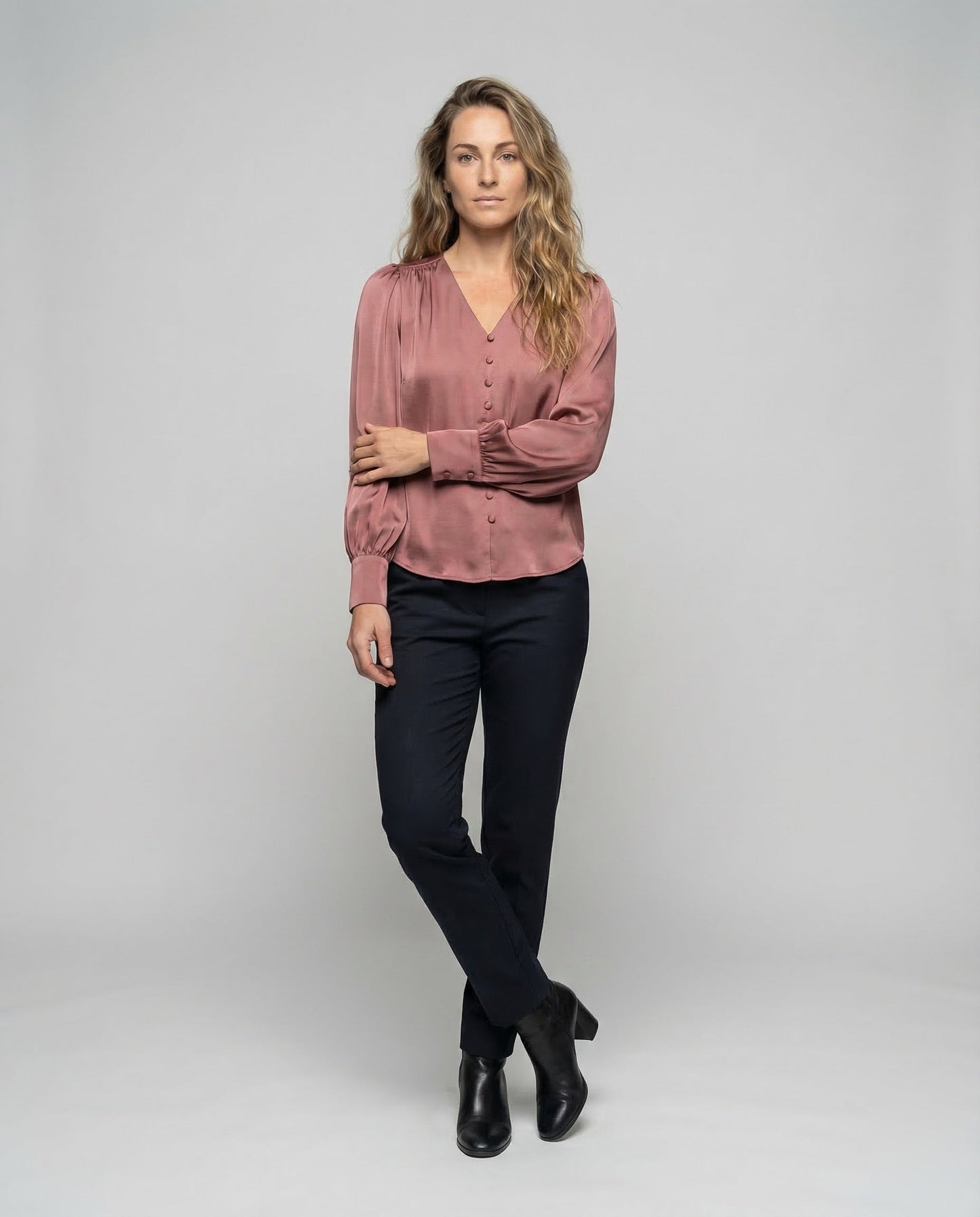 Damen Satinbluse Ballonärmel Elegantes Design - Norvielle