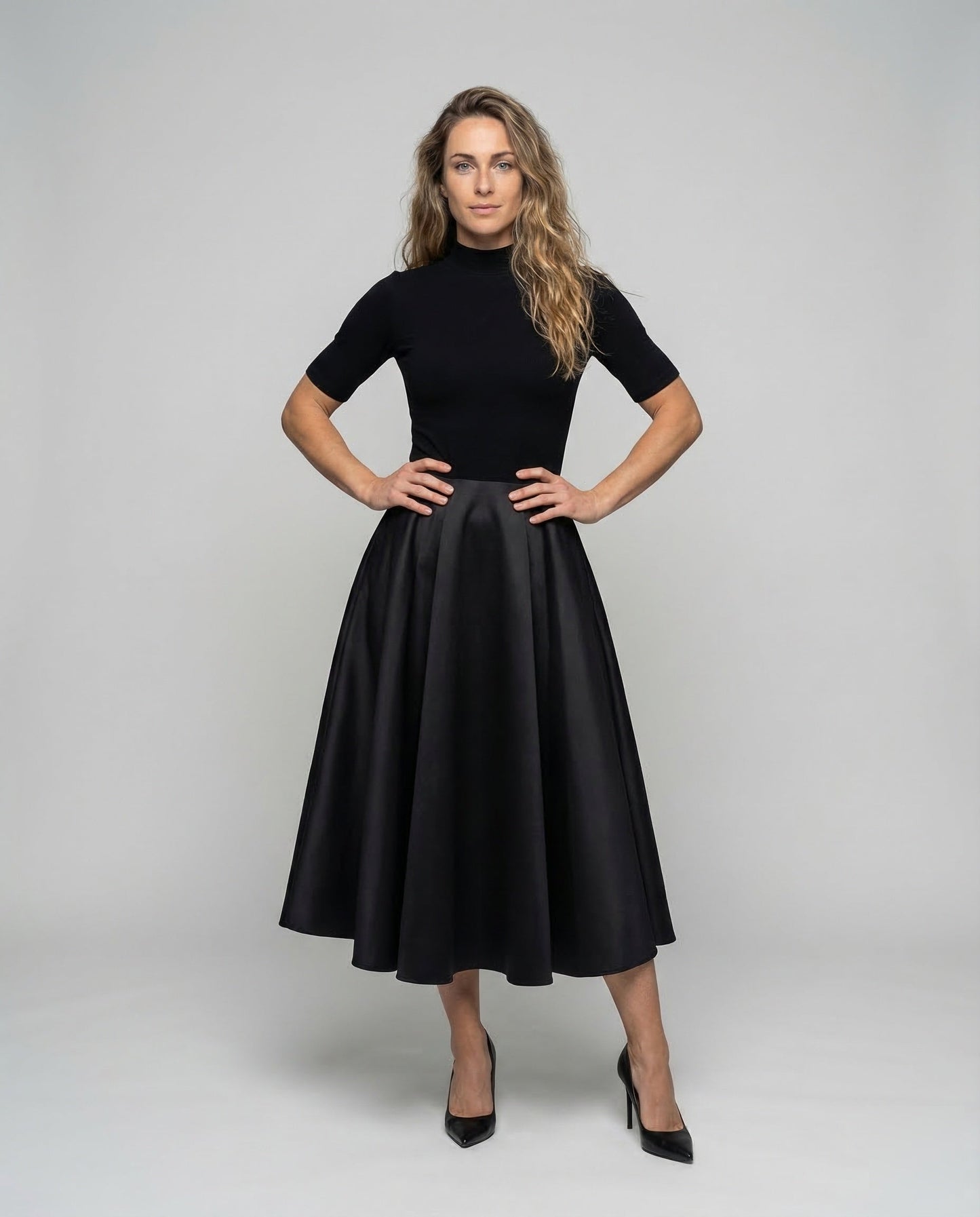 Damen Abendensemble Rollkragen- Satin-Rock - Norvielle