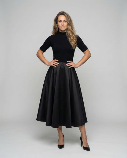Damen Abendensemble Rollkragen- Satin-Rock - Norvielle