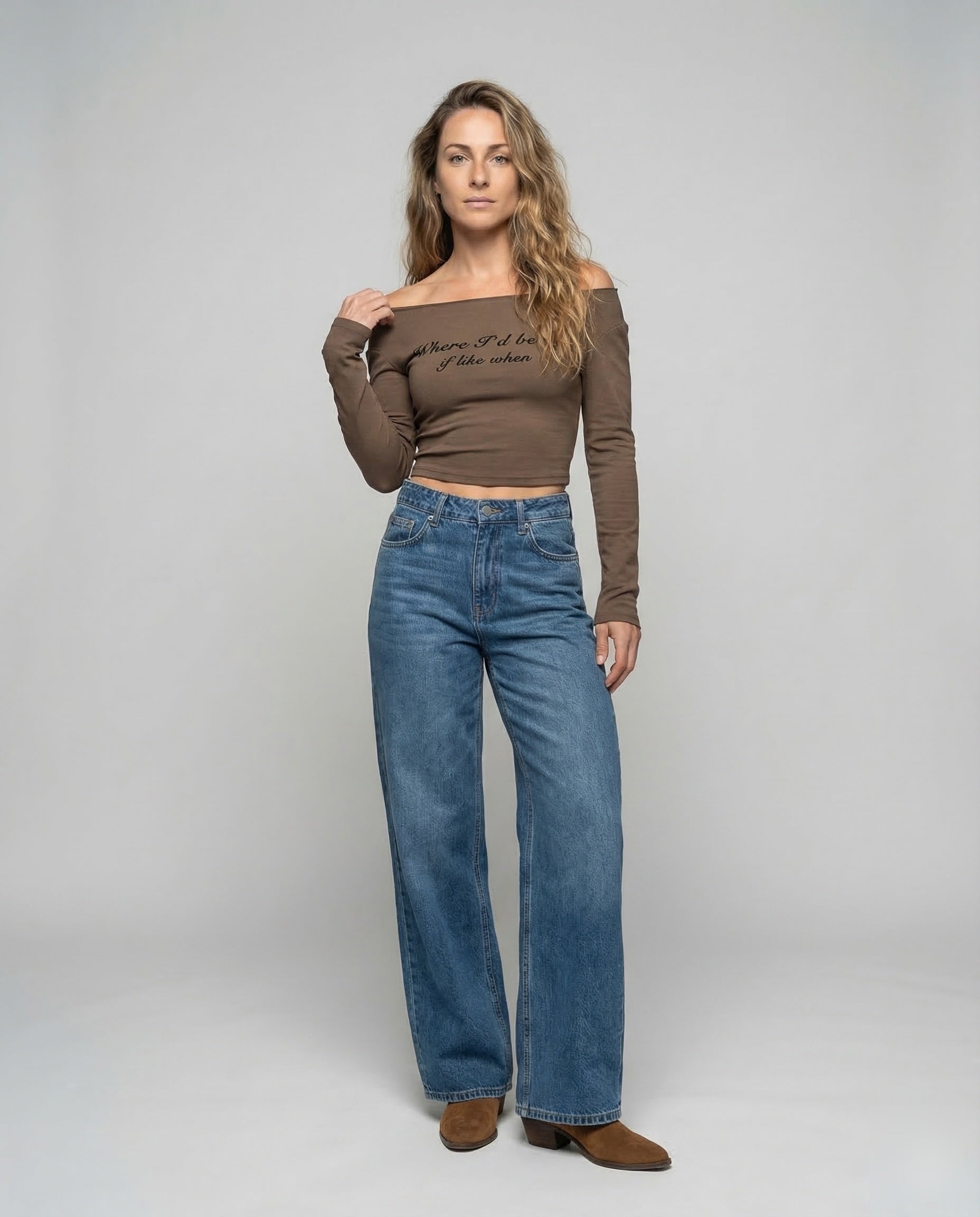 Damen Weite Denim-Hose Mittelnaht - Norvielle