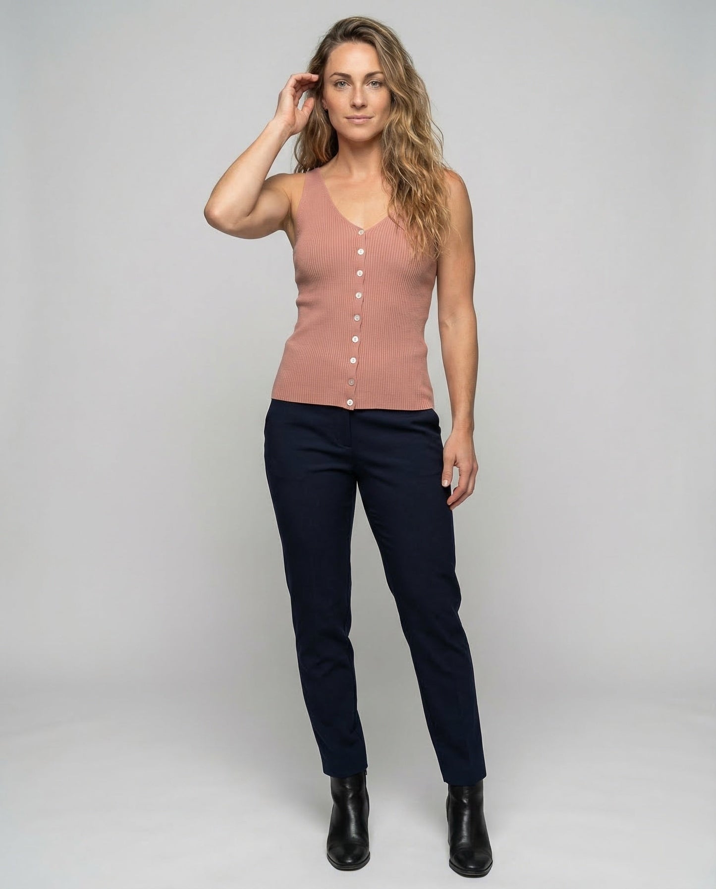 Damen Stricktop V-Ausschnitt Gerippt - Norvielle