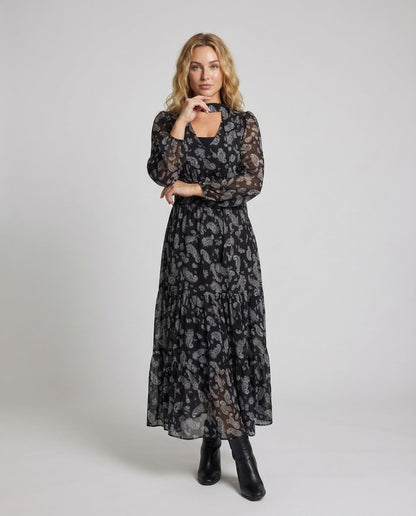 Damen Maxikleid Paisley Muster Stufenrock - Norvielle