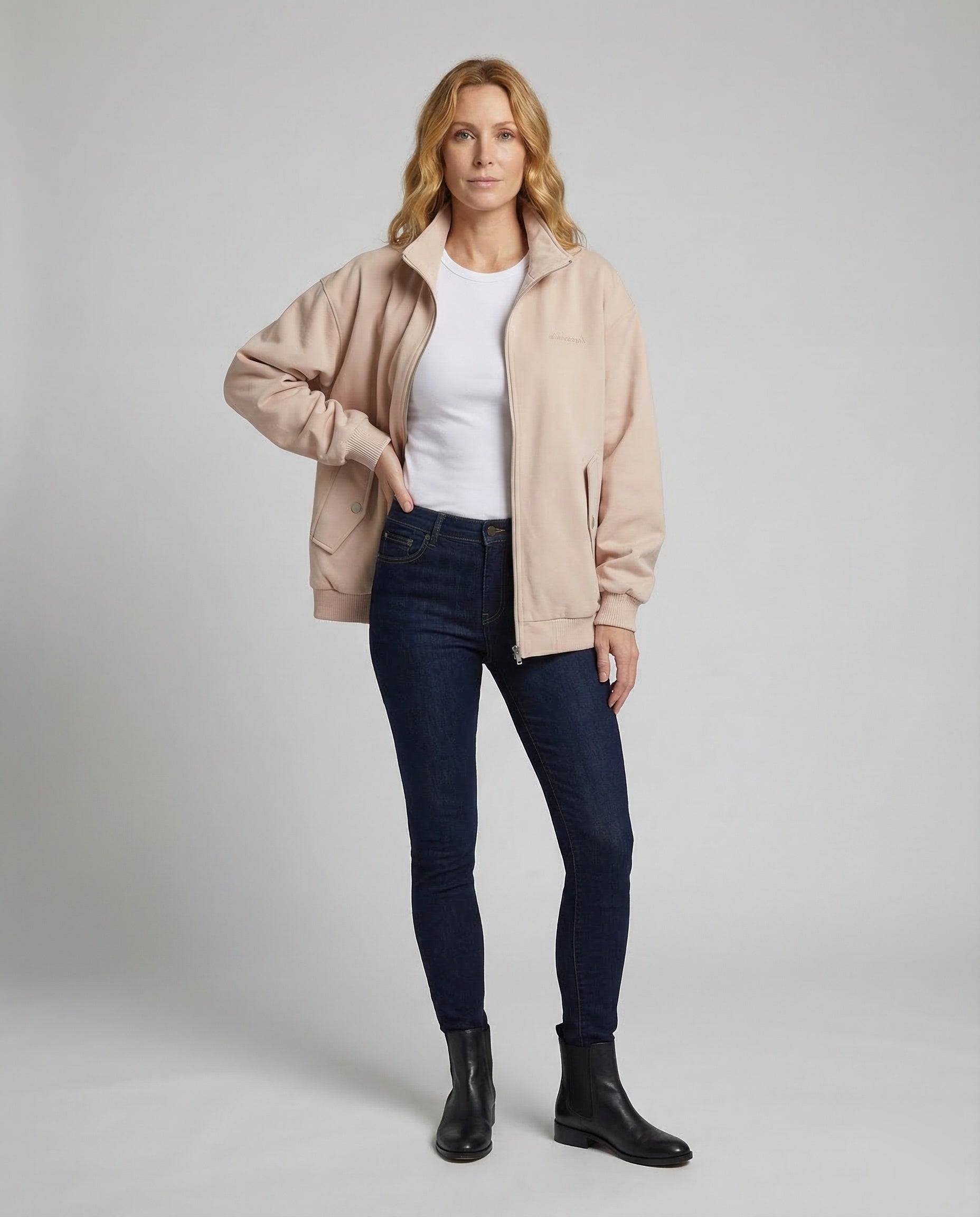 Damen Reißverschlussjacke Kastig Rippbündchen - Norvielle