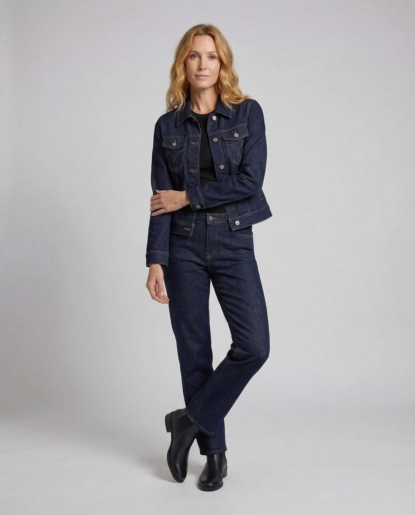 Damen Jeans-Set Weitbein-Jeans Kastig - Norvielle