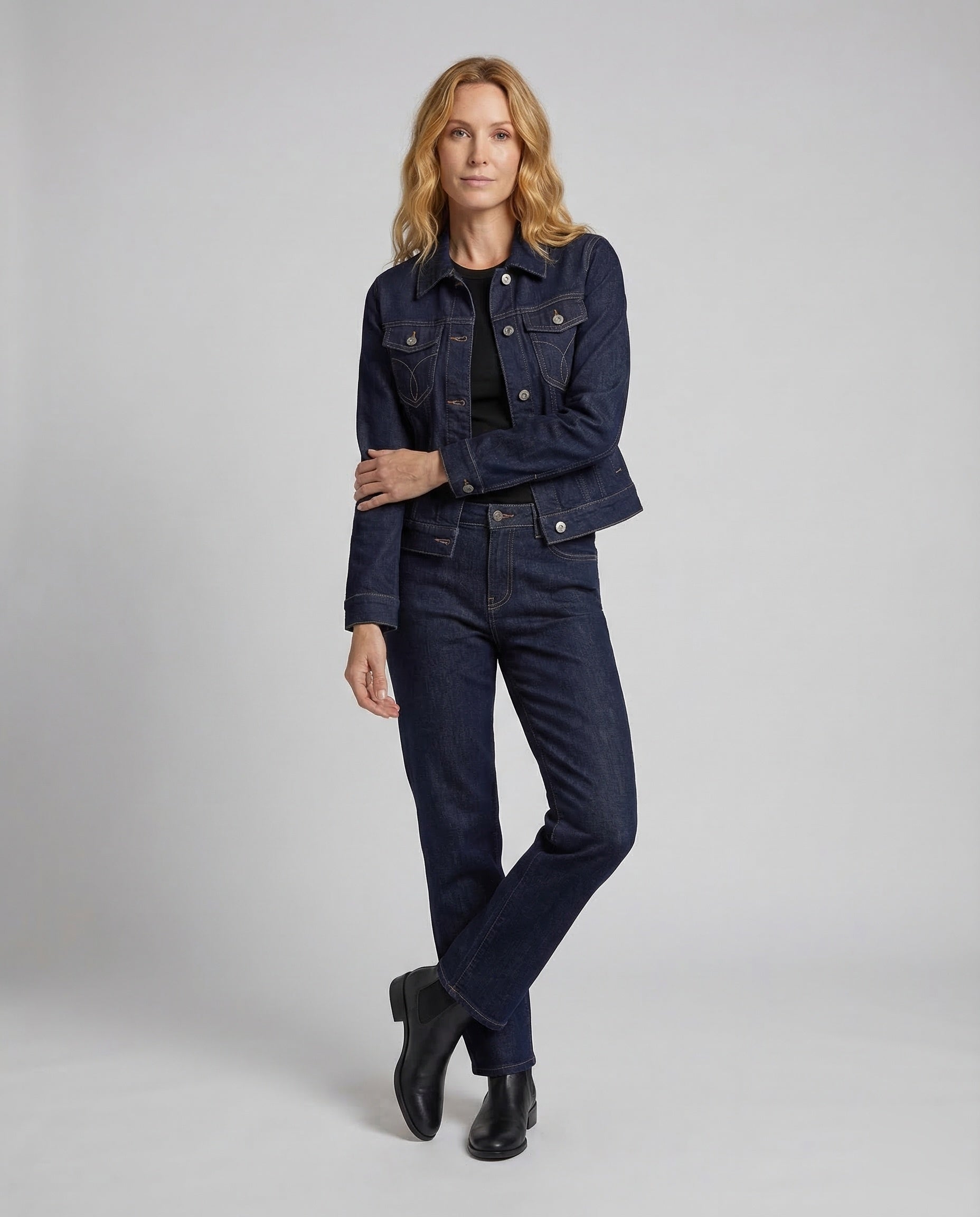 Damen Jeans-Set Weitbein-Jeans Kastig - Norvielle