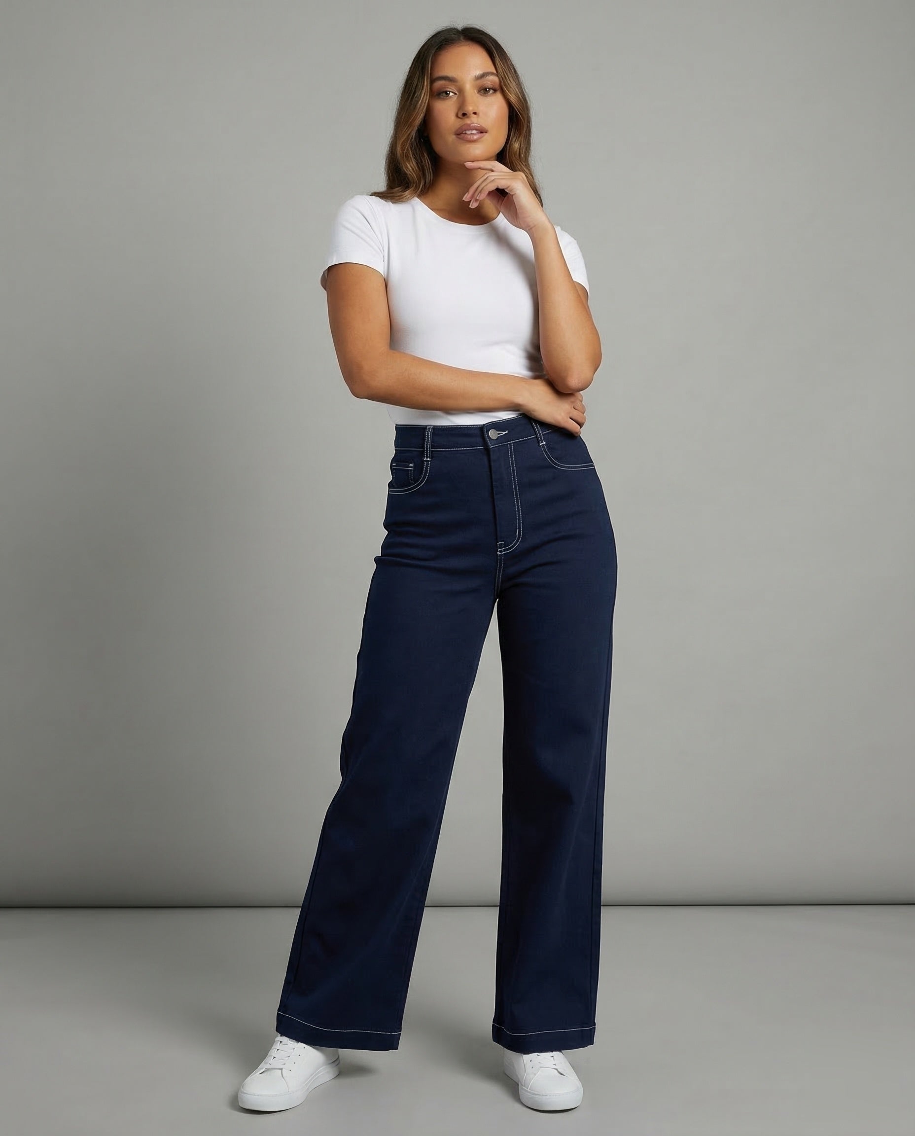 Damen Utility-Hose Denim Kontraststeppung - Norvielle