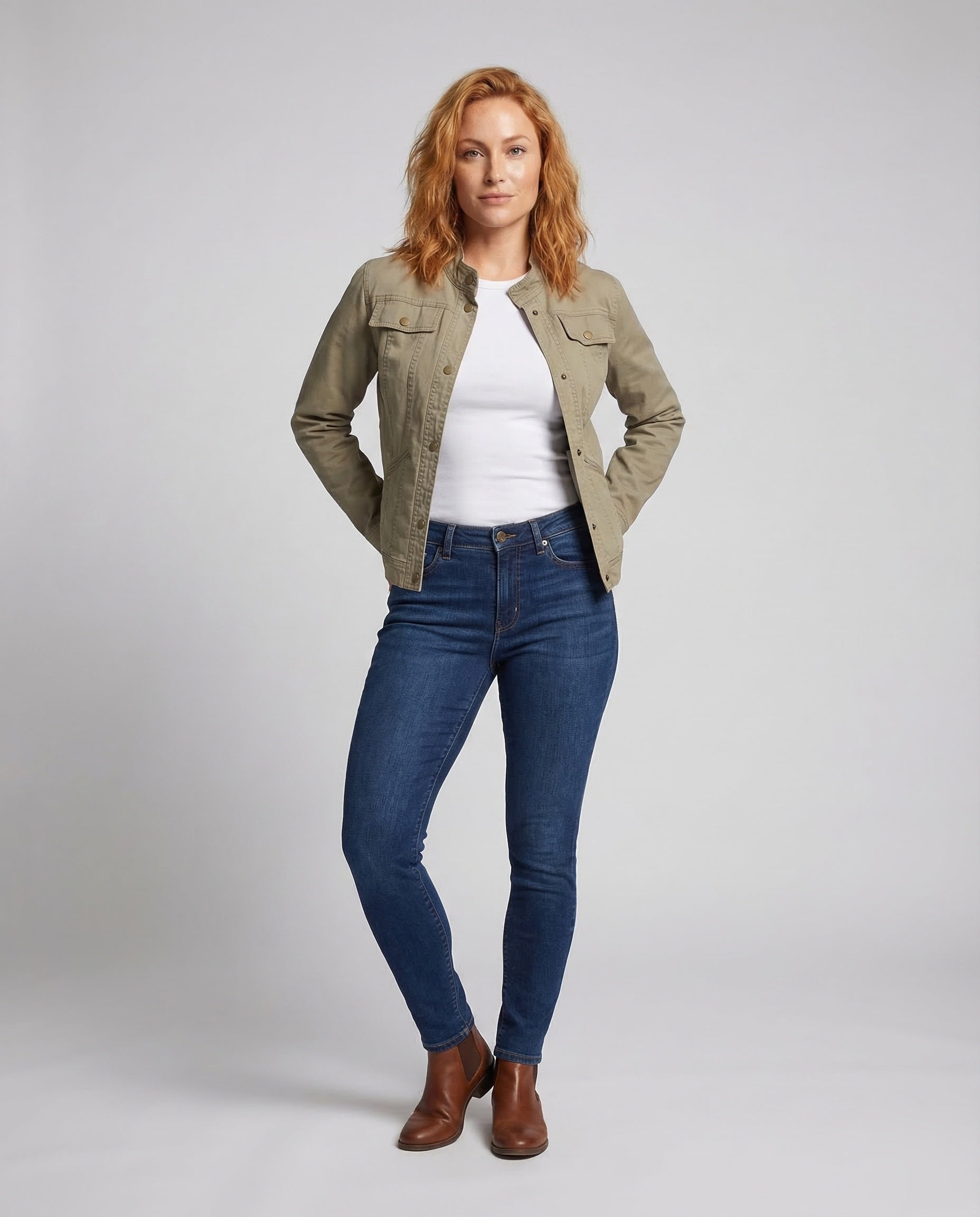 Damen Twilljacke Kurz Stehkragen - Norvielle