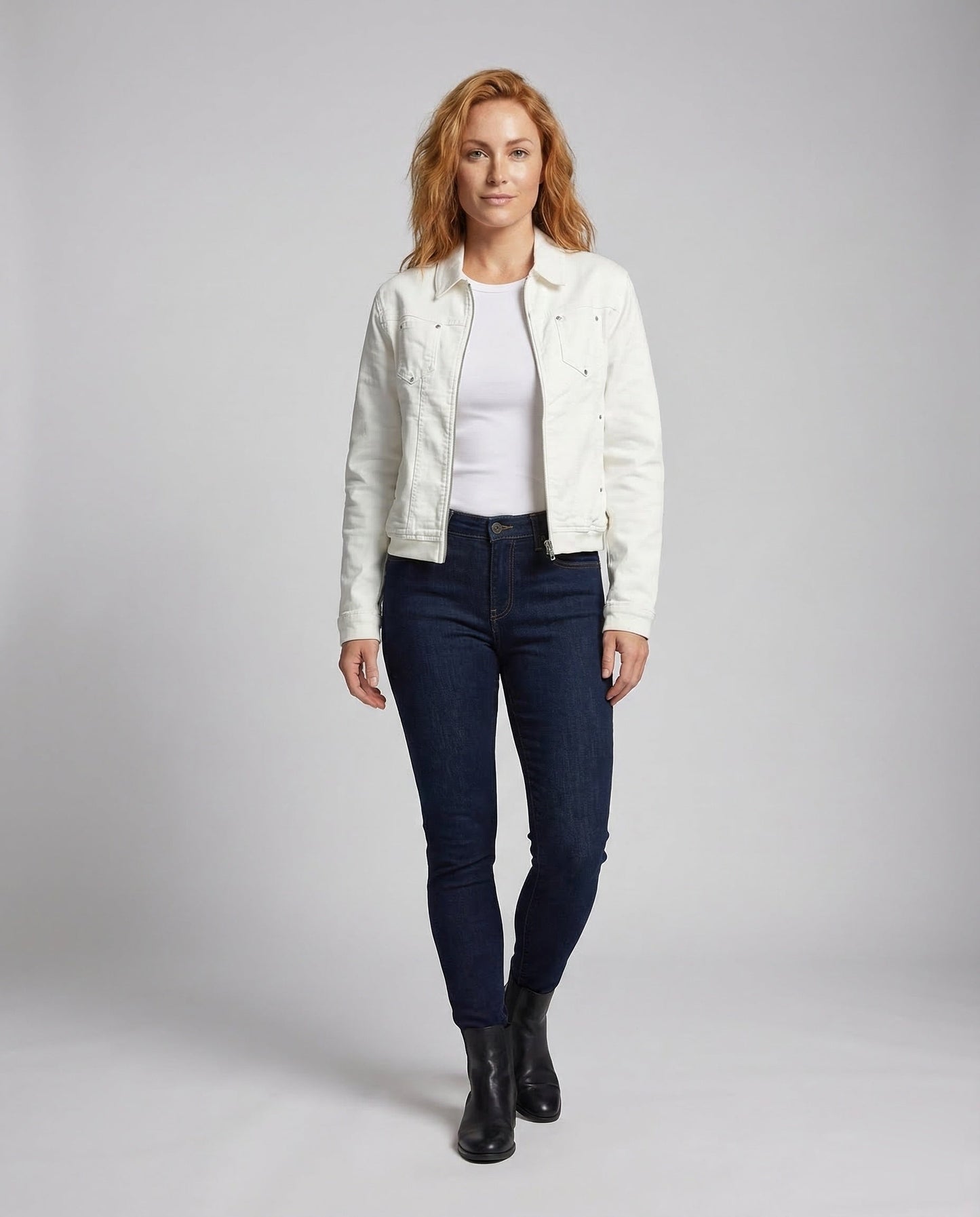 Damen Kurzjacke Metallreißverschluss Schwarz - Norvielle
