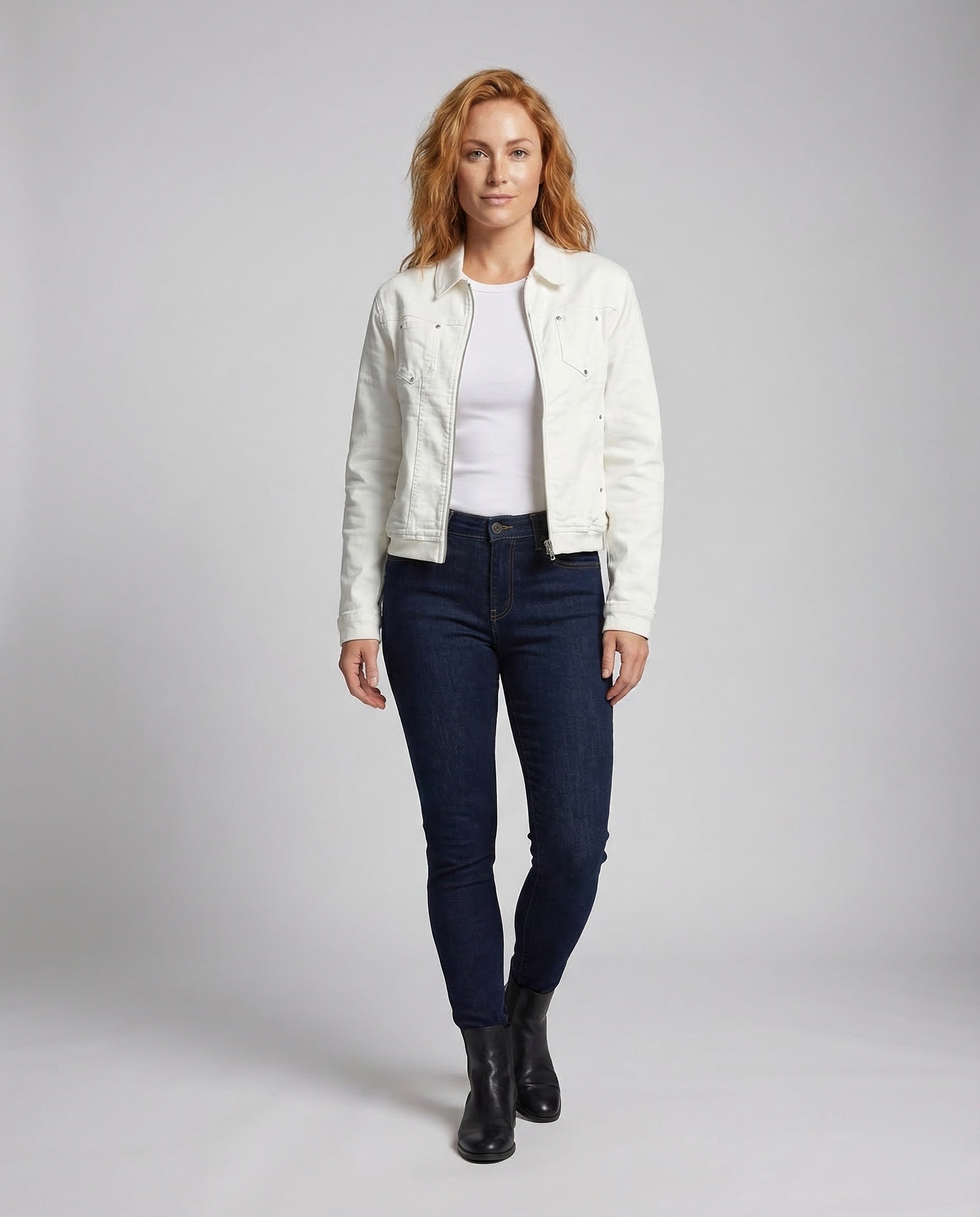 Damen Kurzjacke Metallreißverschluss Schwarz - Norvielle