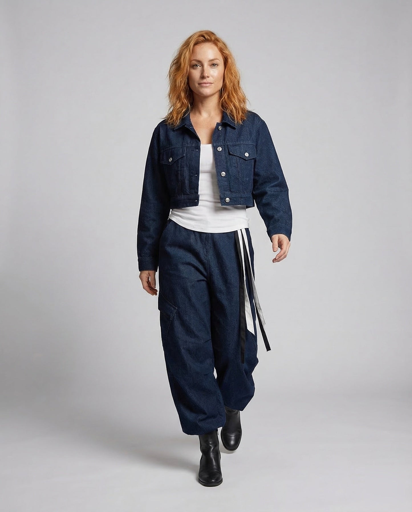 Damen Denimjacke Boxy Cropped Look Blau - Norvielle