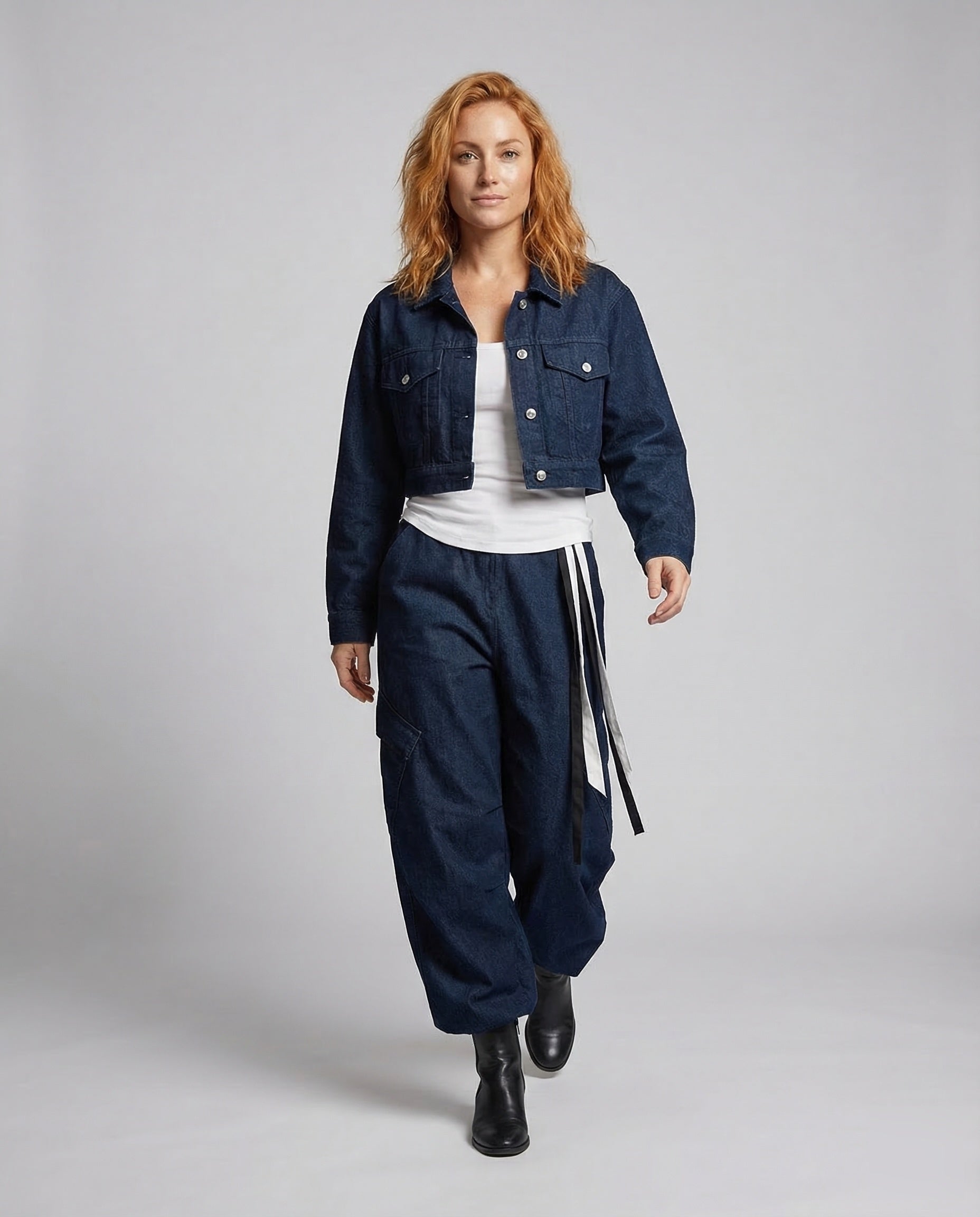 Damen Denimjacke Boxy Cropped Look Blau - Norvielle