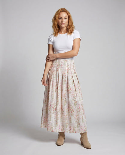 Damen Maxirock Plissiert Floralmuster - Norvielle