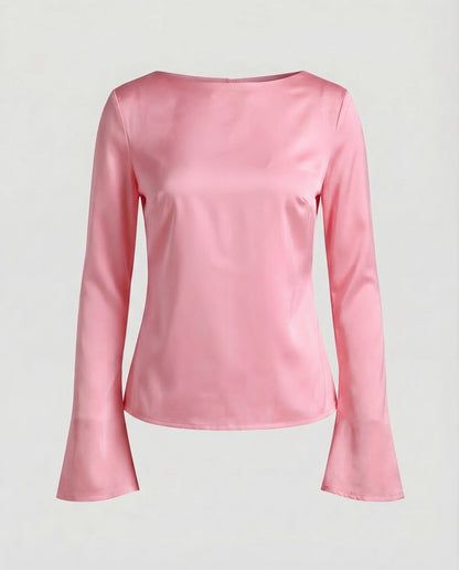 Damen Chiffonbluse U-Boot-Ausschnitt Elegantes Design