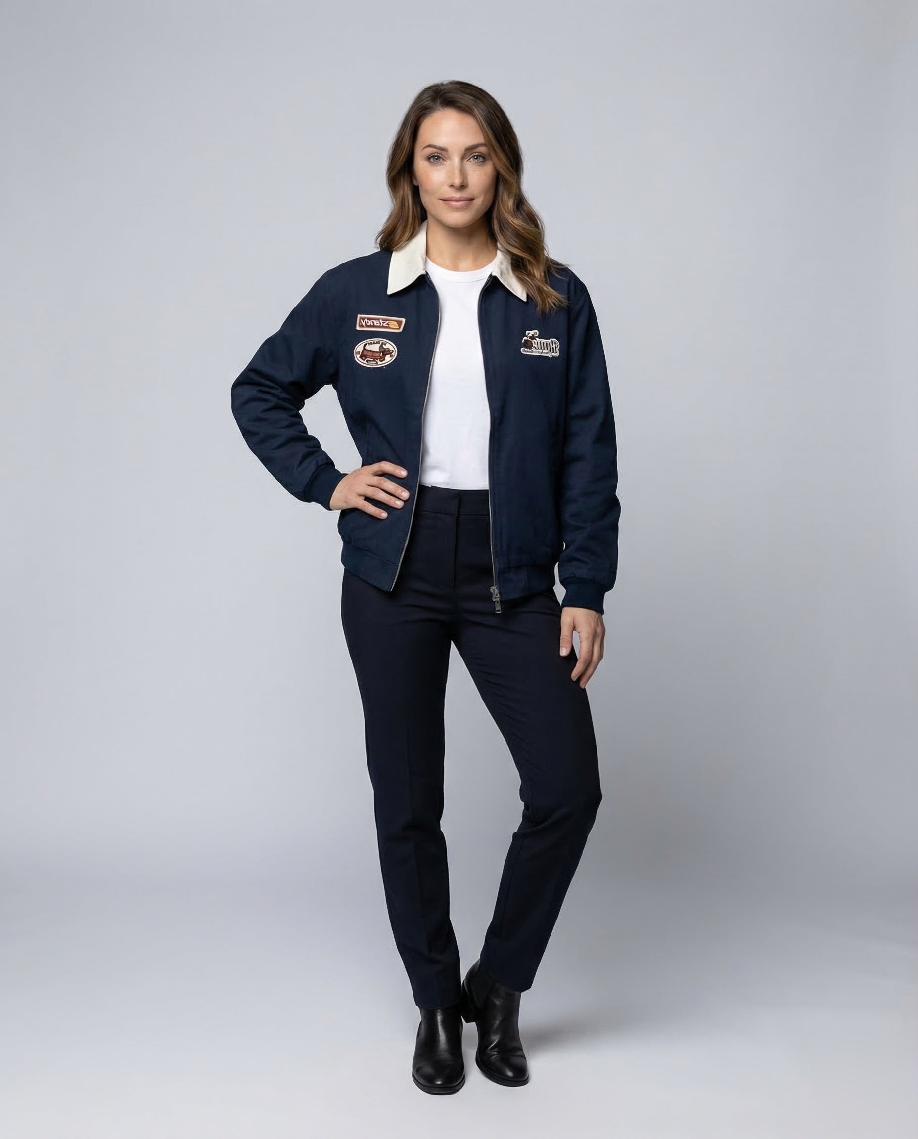 Damen Blouson Reißverschluss Aufnäher - Norvielle