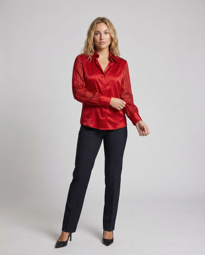 Damen Bluse Satin Transparente Streifen - Norvielle