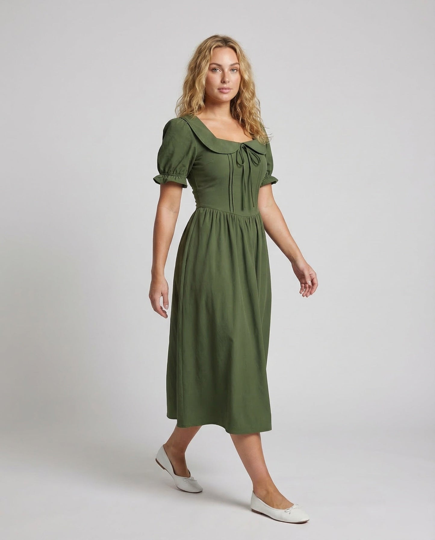 Damen Maxikleid Korsett Optik Puffärmel - Norvielle