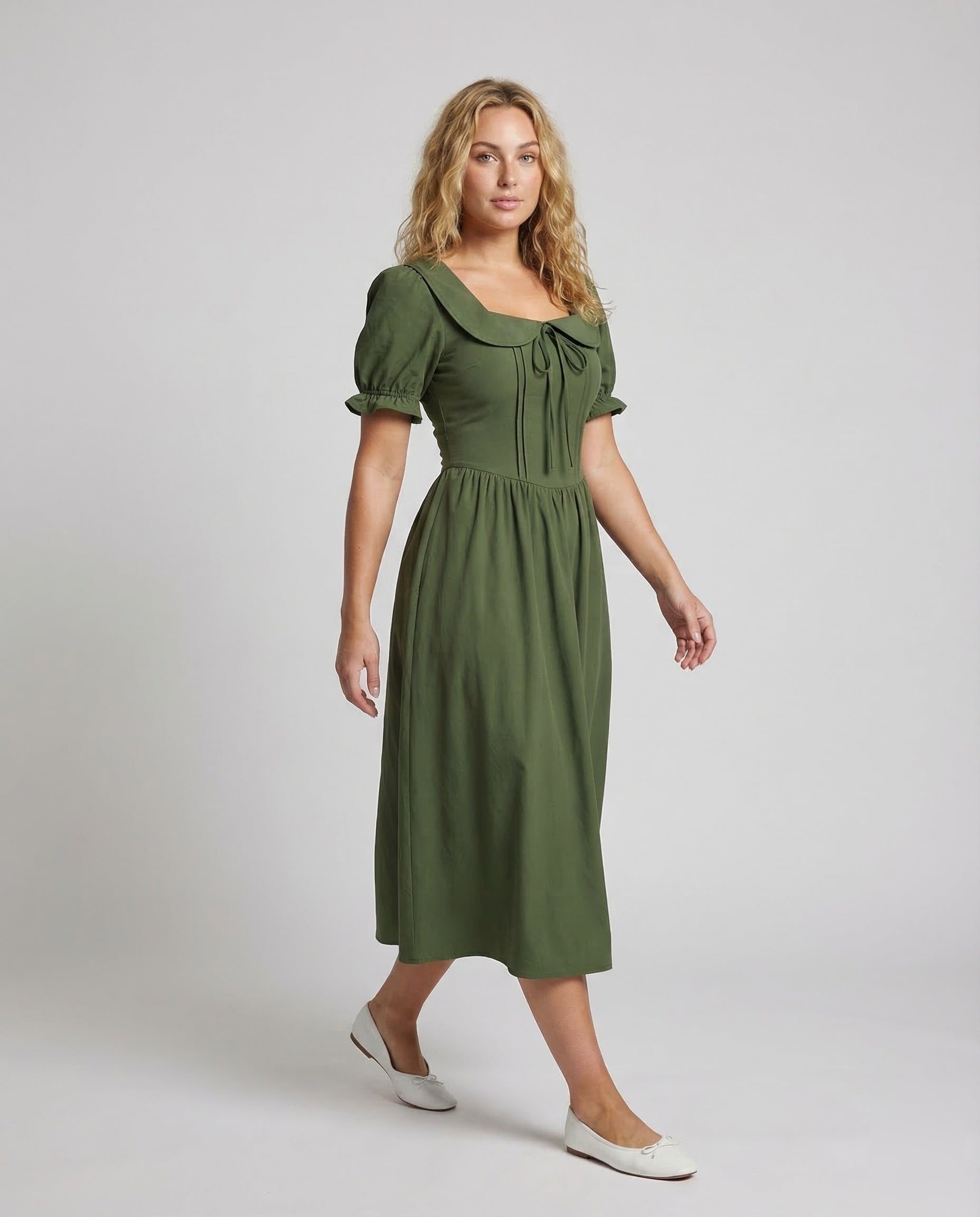 Damen Maxikleid Korsett Optik Puffärmel - Norvielle