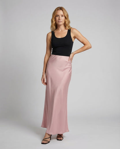 Damen Maxirock Satin Fließend Bodenlänge - Norvielle