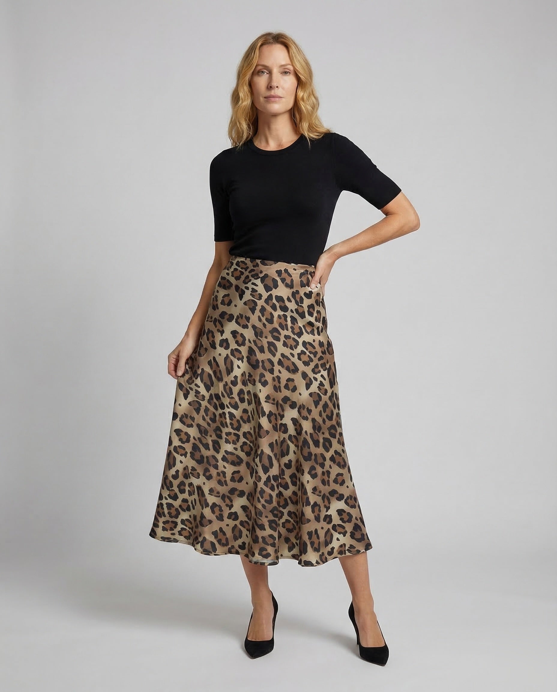 Damen Satin-Rock Animalprint - Norvielle