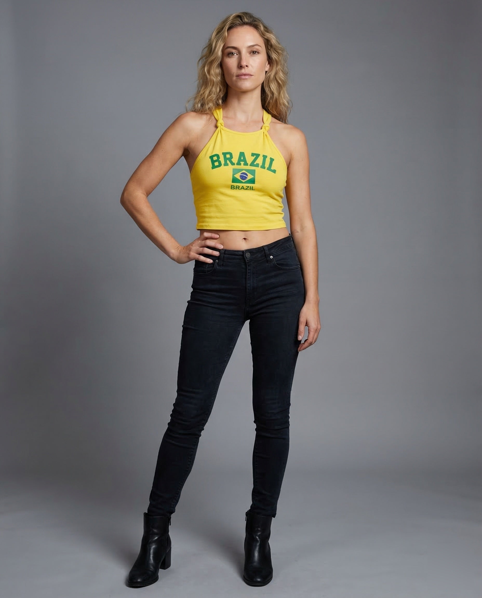 Damen Crop- Wappen-Print - Norvielle